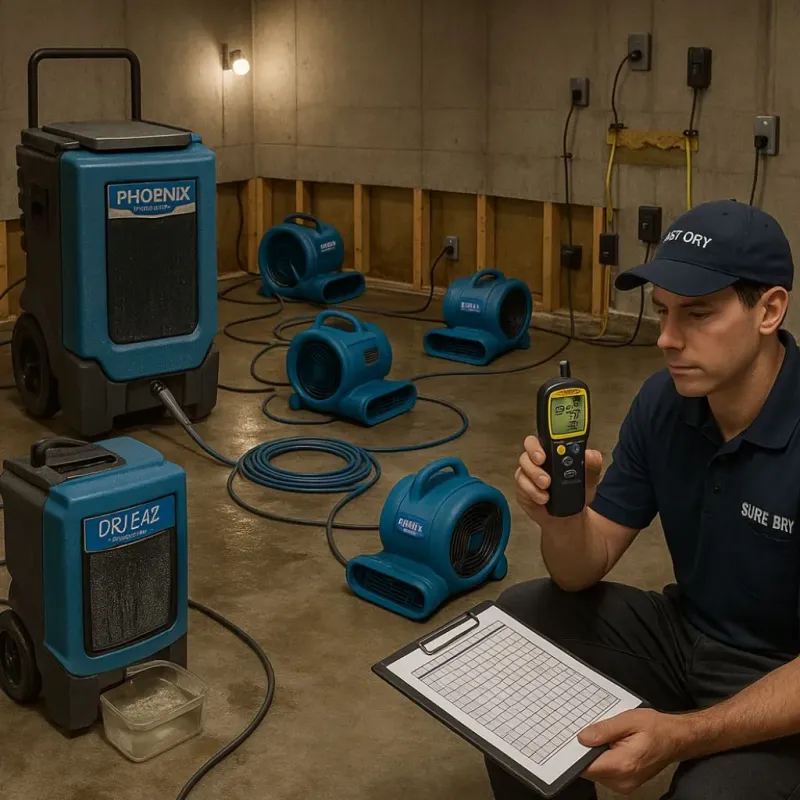 Structural Drying and Dehumidification process in Melrose, MN